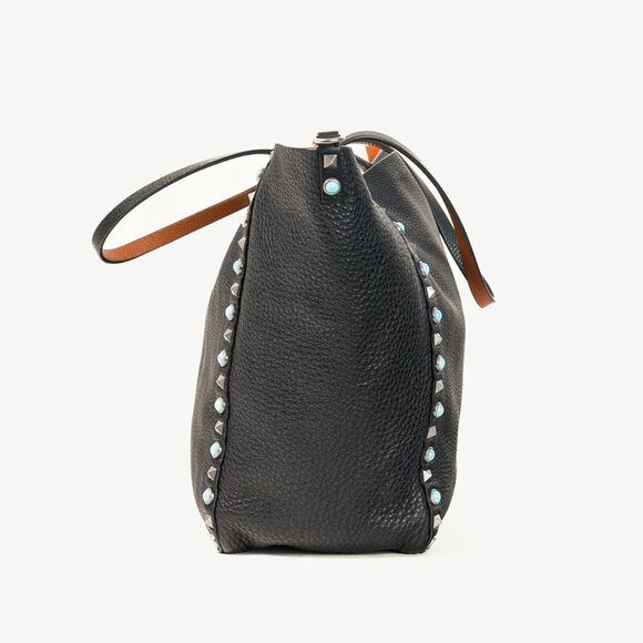 Valentino Garavani Resort 2016 Reversible Black & Brown Studded Rockstud Tote - Picture 3 of 10